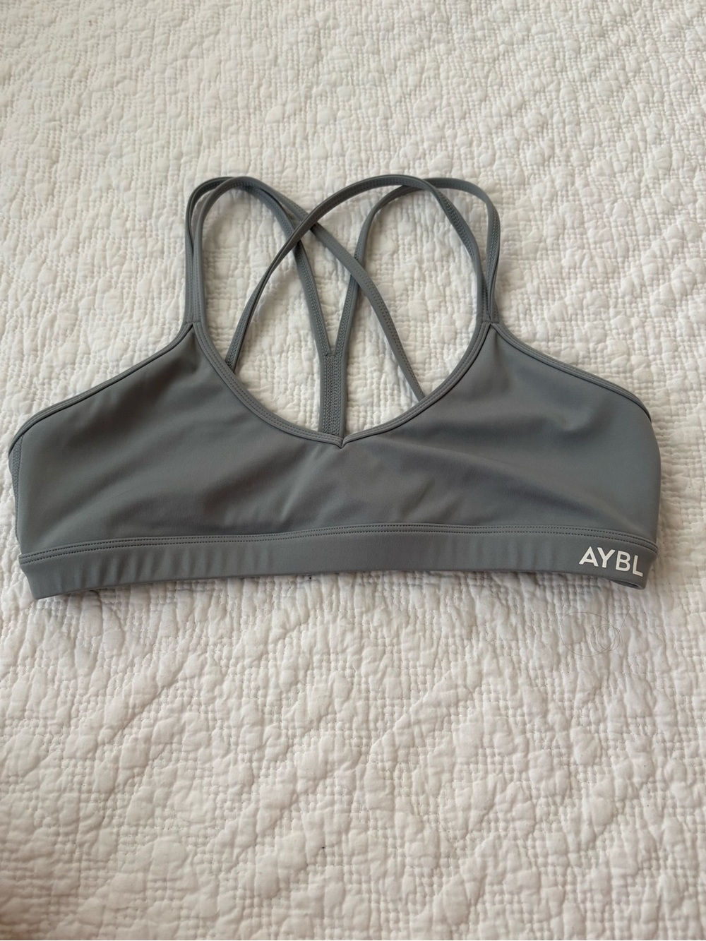 AYBL Grey Criss- Cross Back Sports Bra size M. Really nice shape!